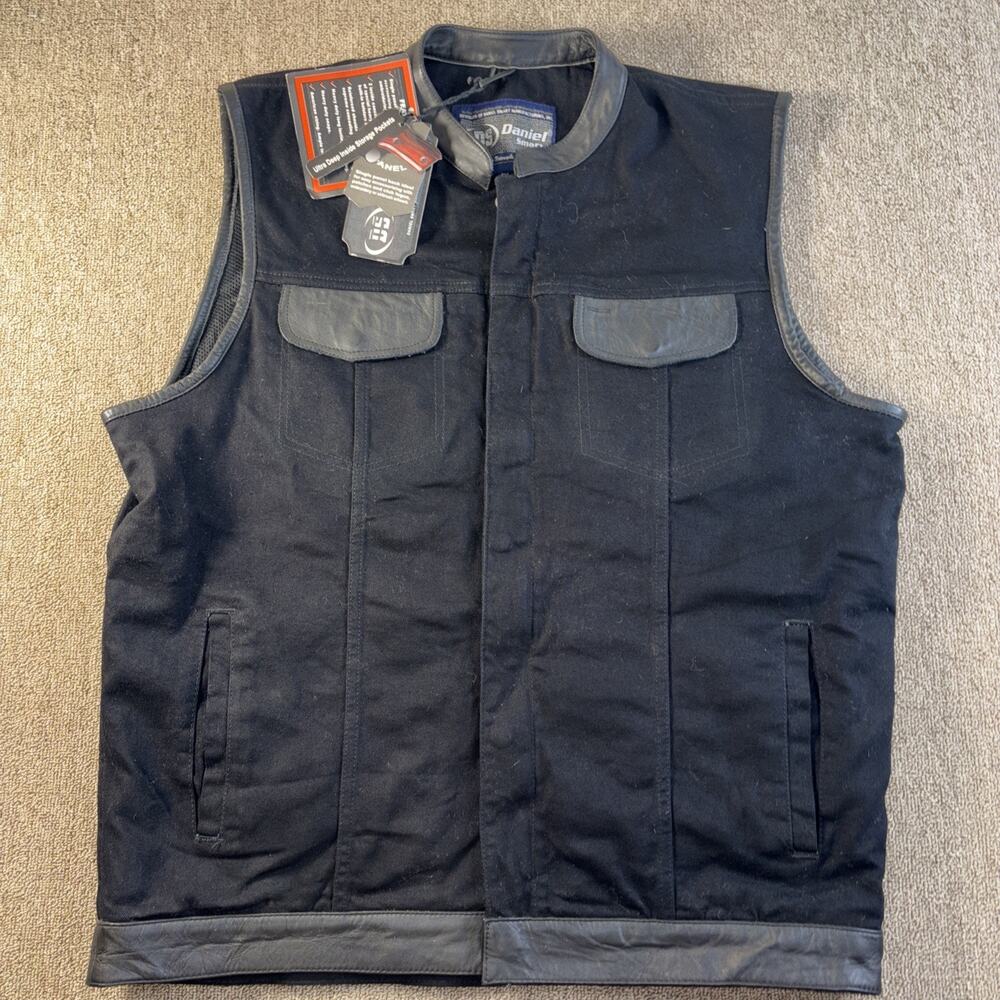 Daniel Smart Men’s Tactical Vest XL NWT Black Leather Trim